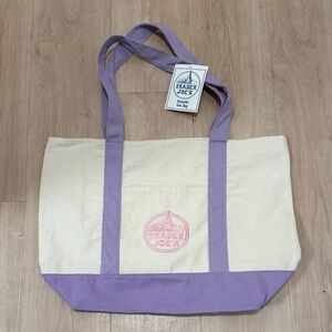 LARGE Trader Joe’s Lavender-Trim Canvas Tote Bag
